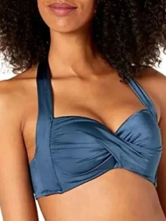 Seafolly Other - Seafolly Bikin i Halter Top 6 NWT Shine On Twist Swim Navy Blue